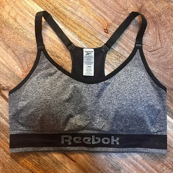 Set of 2 Gray Reebok Racerback Sports Bras with Removable Cups - Picture 2 of 15